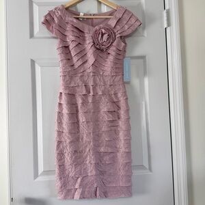 London Times Pink Mauve Tiered Cocktail Dress Size 4 NEW